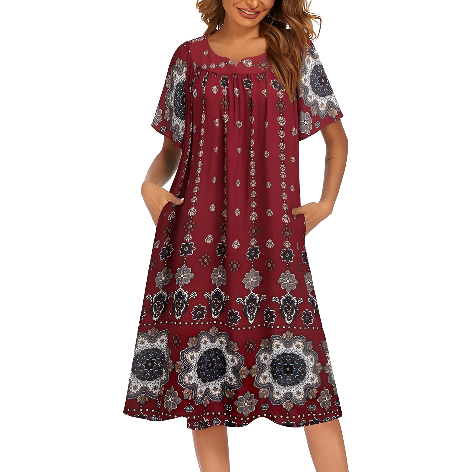 Floral Print Short Sleeve Nightgown For Women