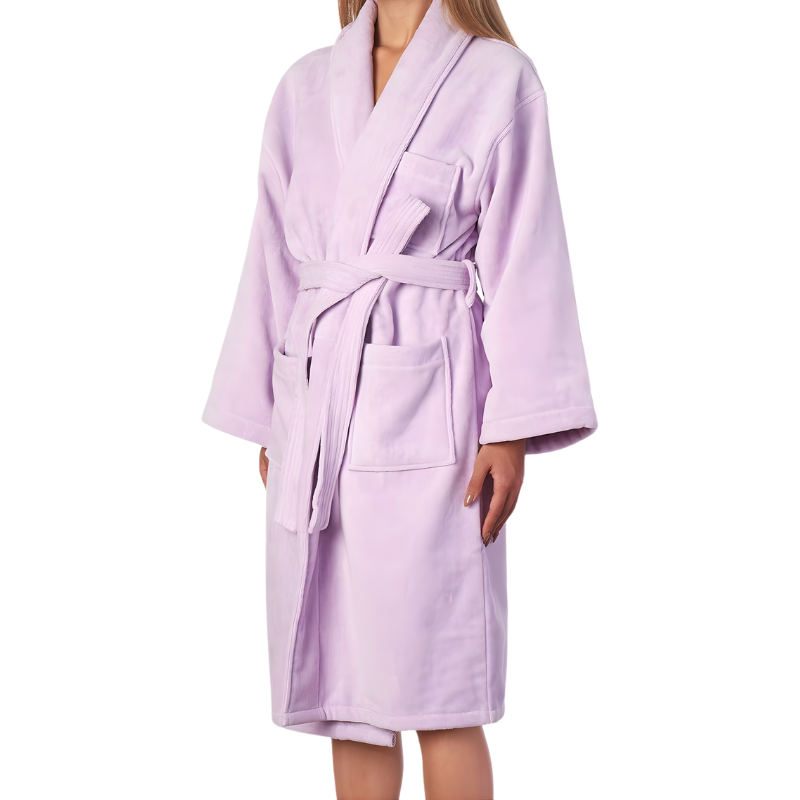 Soft Terry Bathrobe With Shawl Collar And Belt