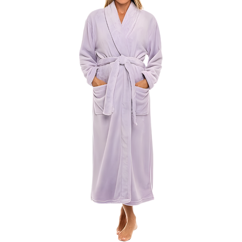 Long Plush Fleece Winter Bathrobe For Women