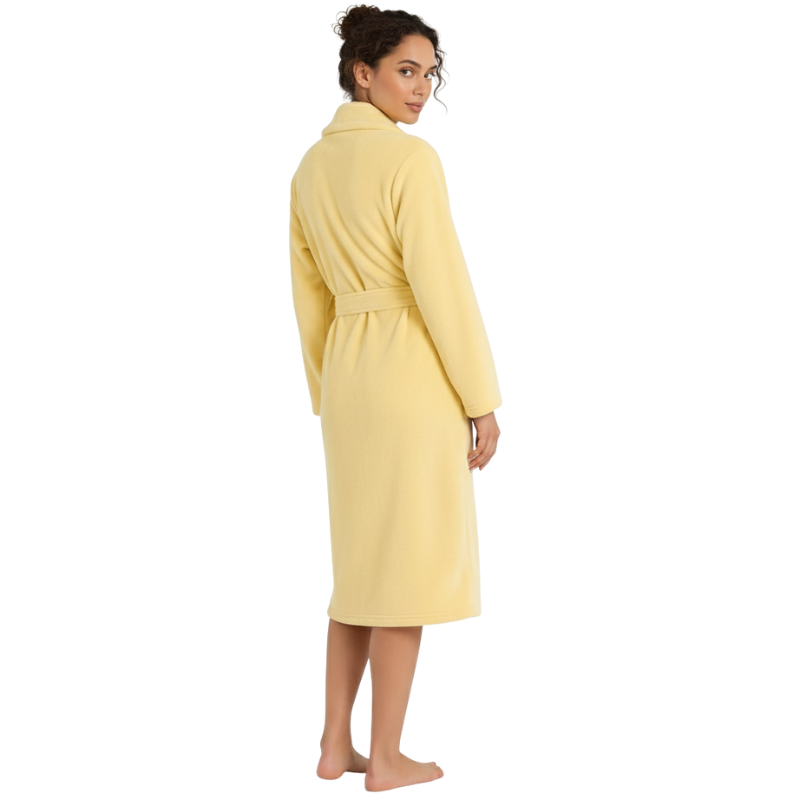Warm Plush Fleece Kimono Style Long Bathrobe