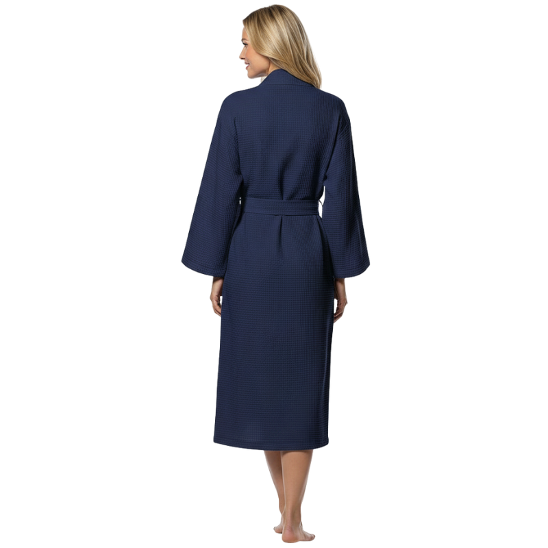 Lightweight Waffle Kimono Style Full Length Bathrobe