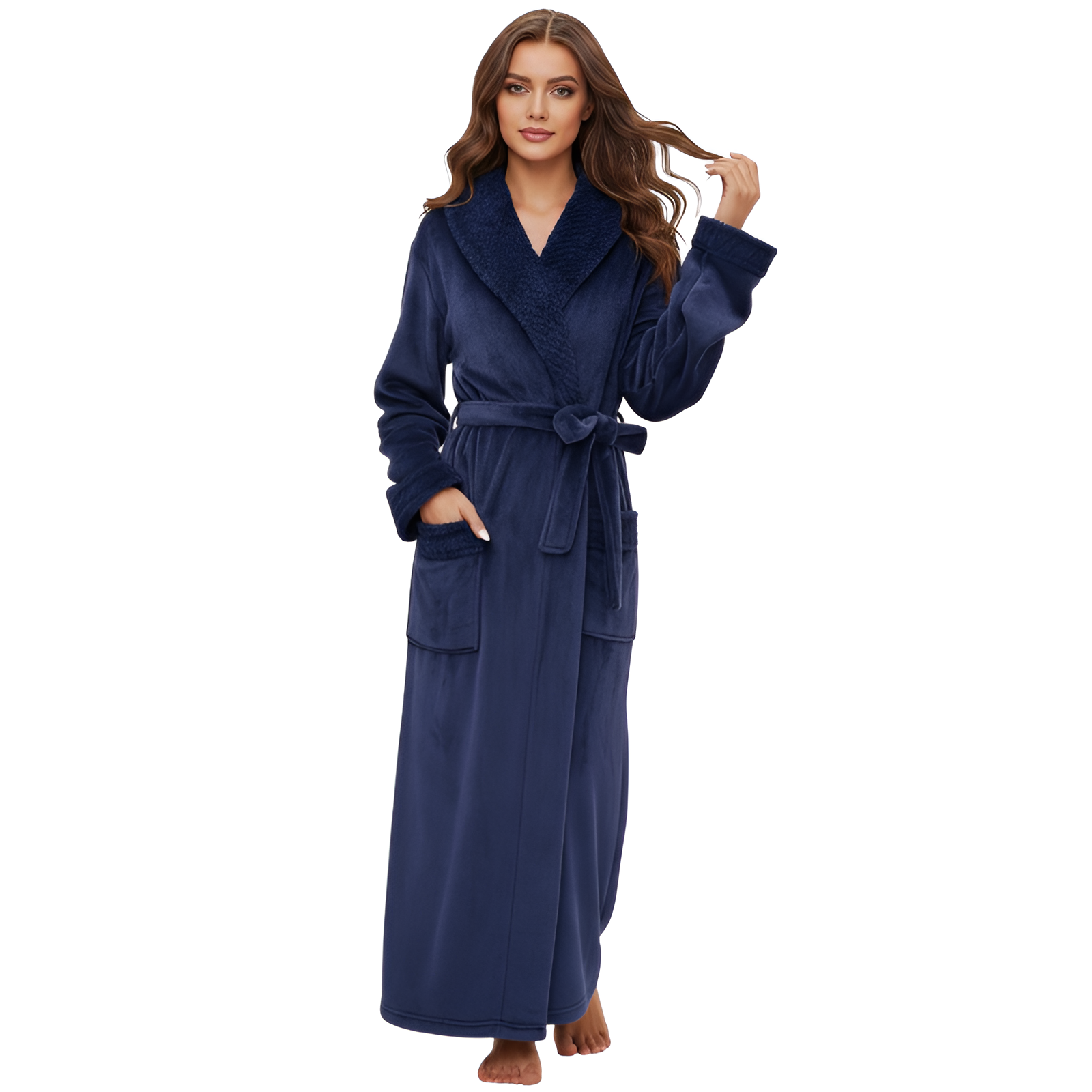 Full Length Plush Fleece Warm Bathrobes For Women