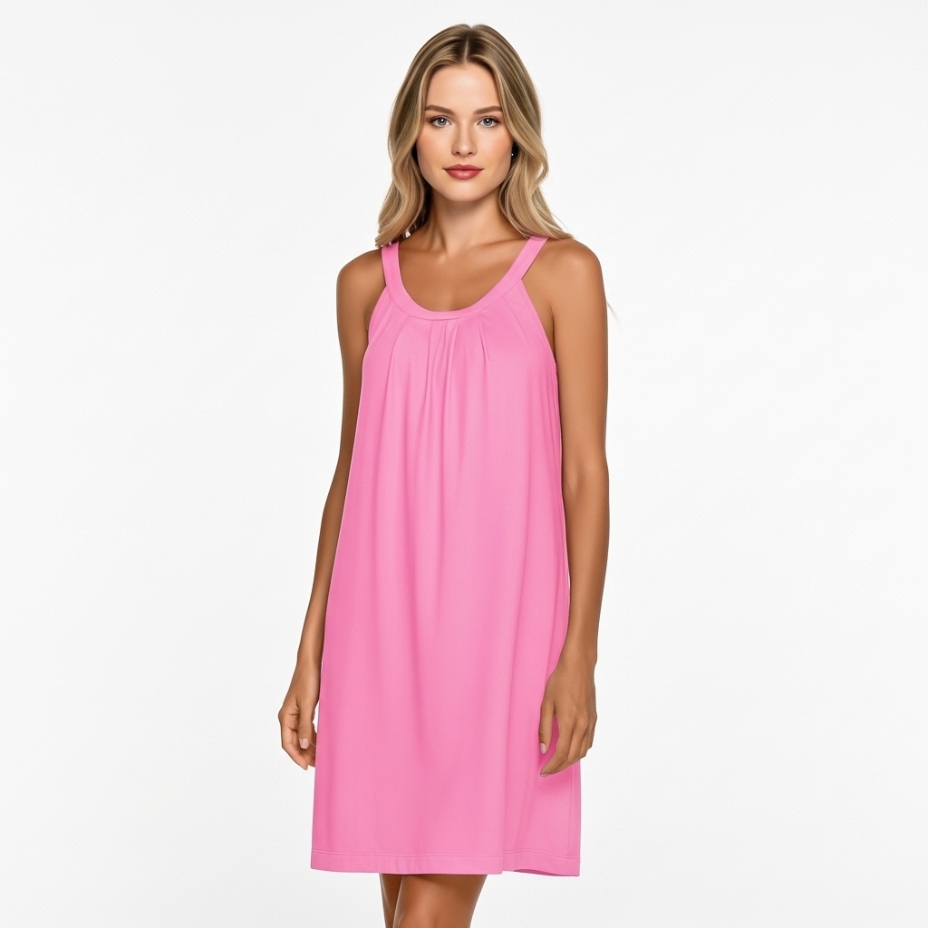 Sleeveless Wide Strap Pleated Nightgown