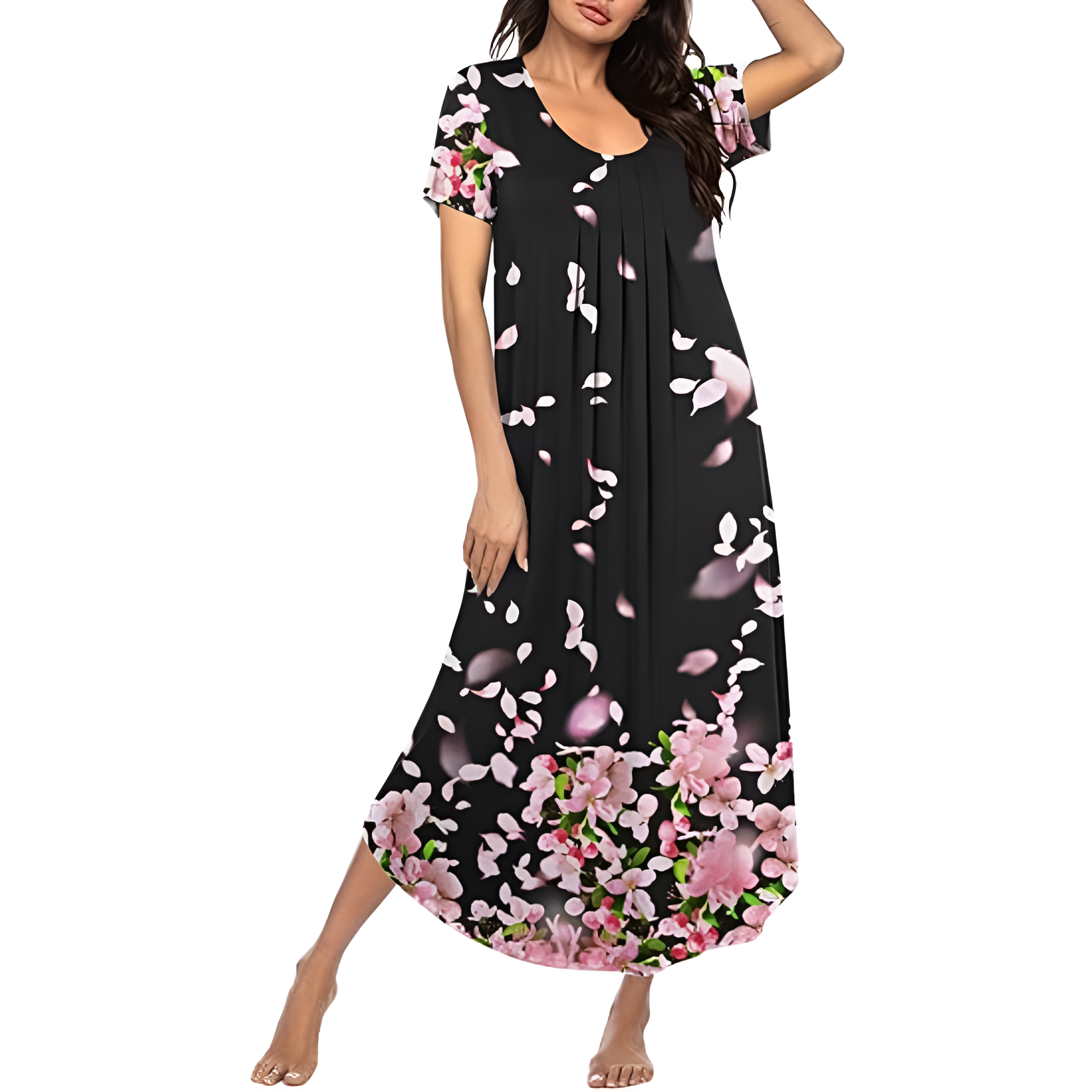 Long Sleepwear Dress For Women With Pleated Style