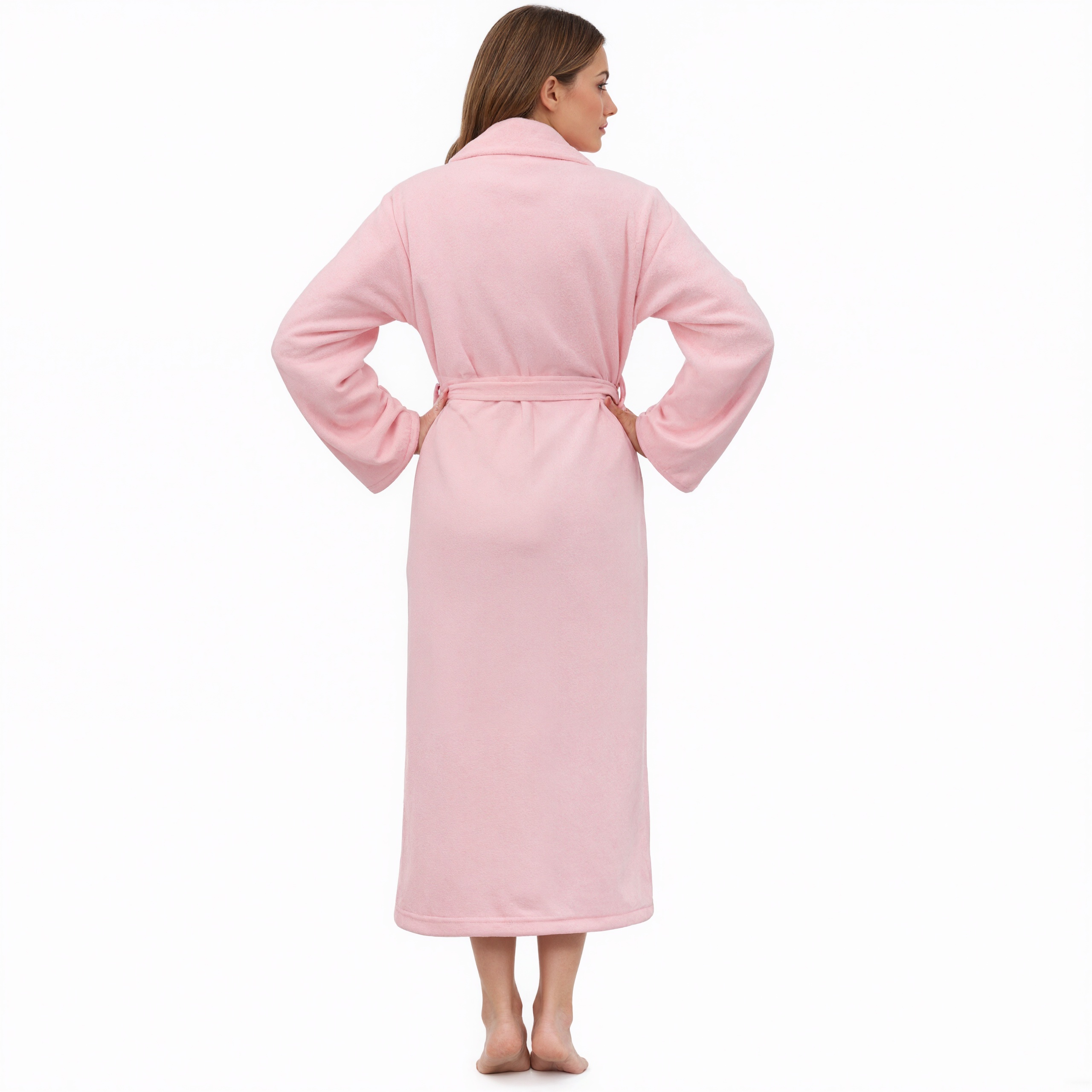 Soft Plush Fleece Long Bathrobe For Women Home Wear