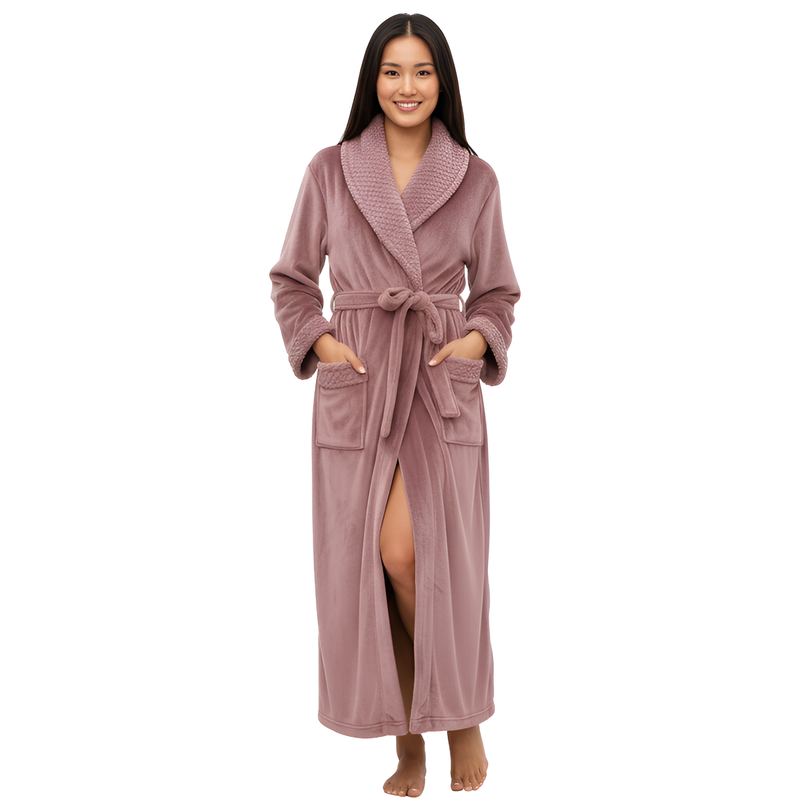 Full Length Plush Fleece Warm Bathrobes For Women