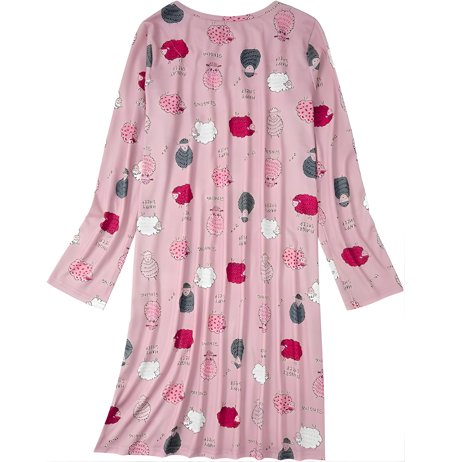Printed Long Sleeve Nightgown House Dress For Women