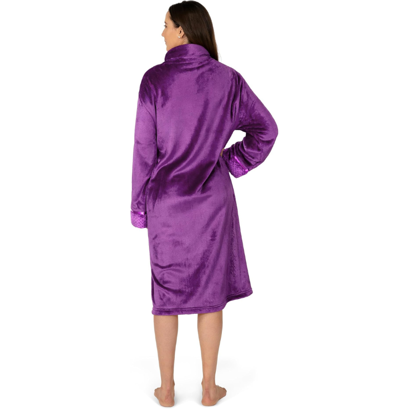 Cozy Zip Up Front Bathrobe With Soft Fleece For Women