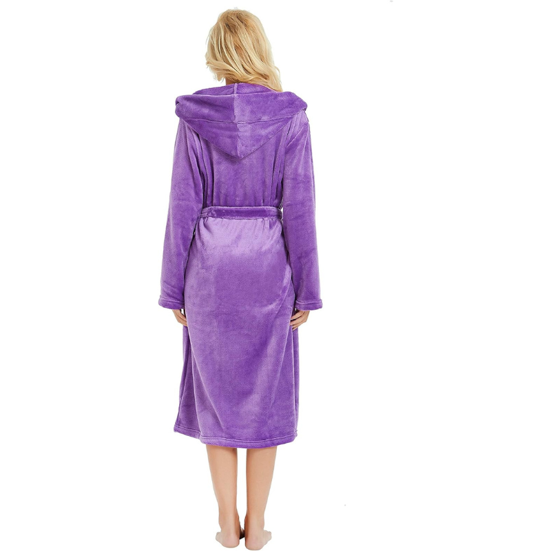 Soft Hooded Fleece Bathrobe For Women