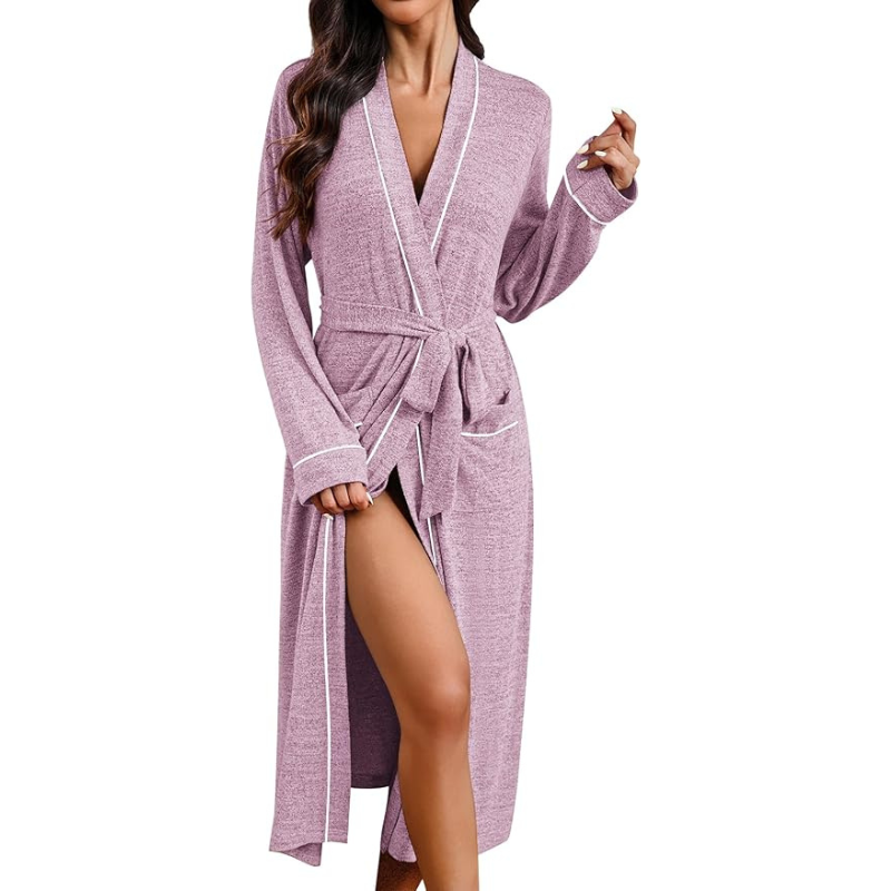 Lightweight Soft Knit Kimono Design Bathrobe For Women