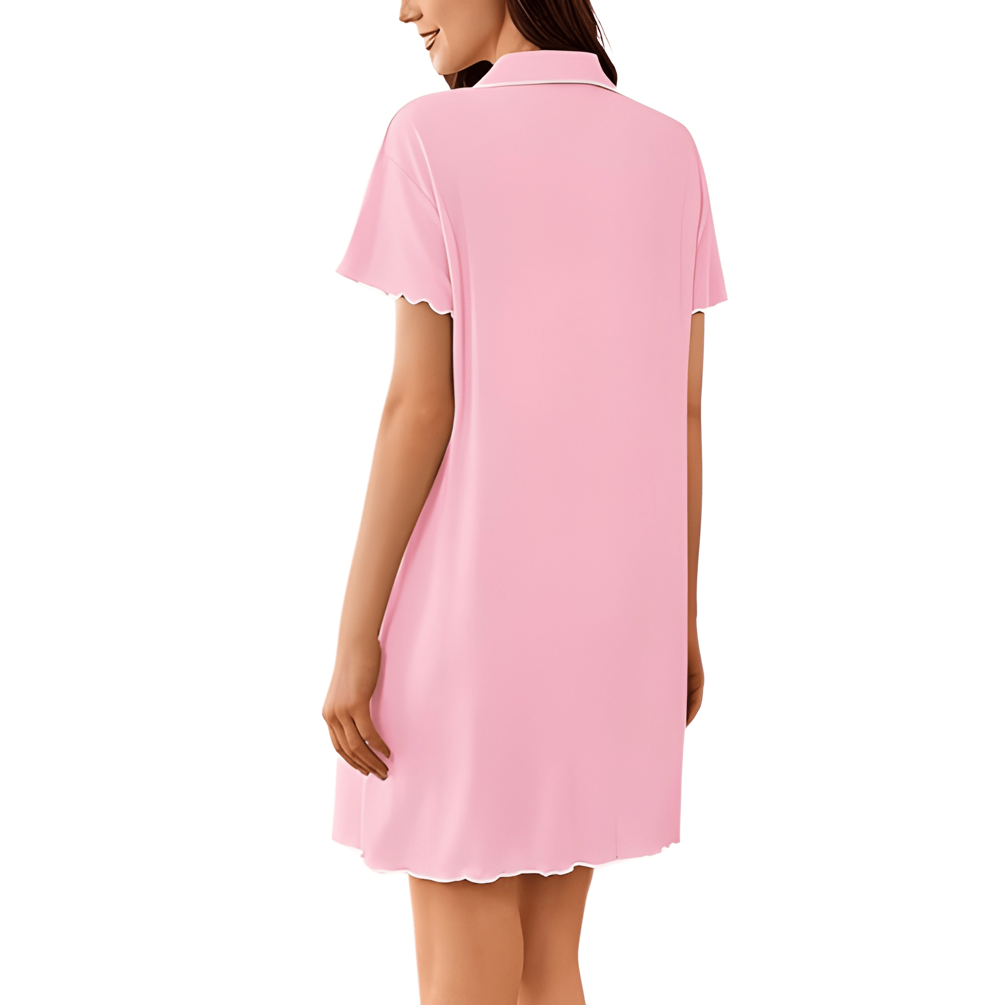 Short Sleeve Nightgown With Button Down For Women