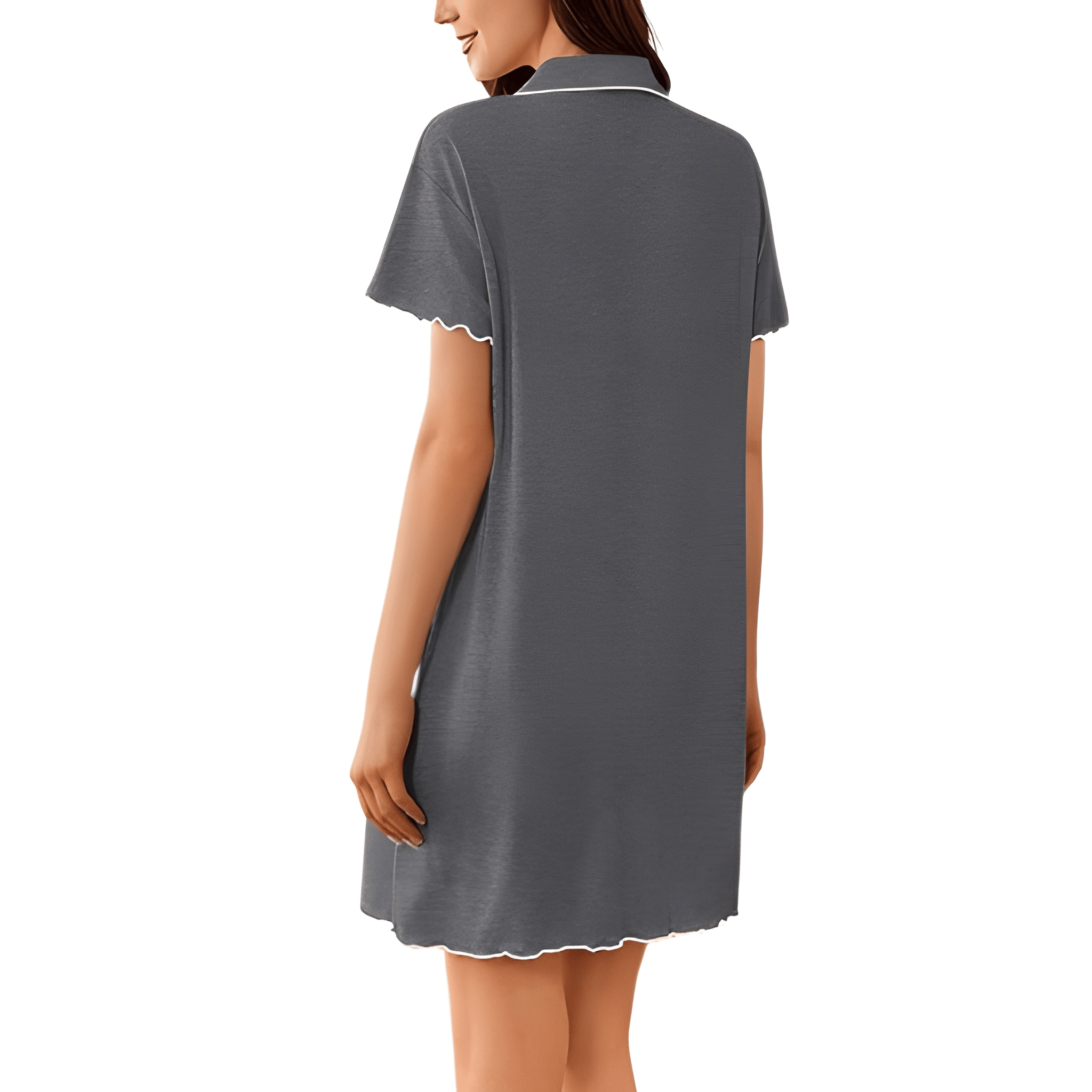 Short Sleeve Nightgown With Button Down For Women