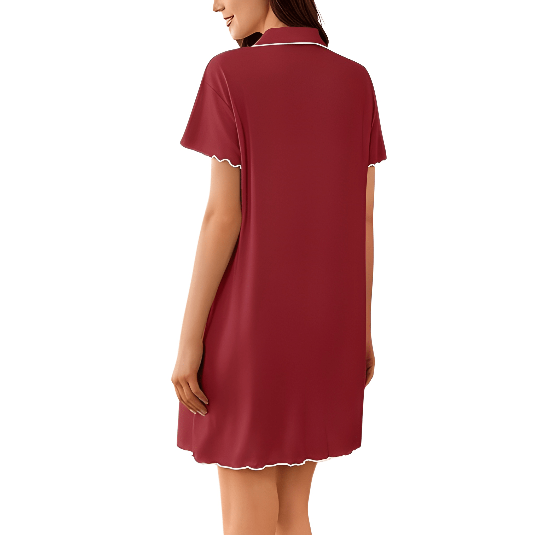 Short Sleeve Nightgown With Button Down For Women
