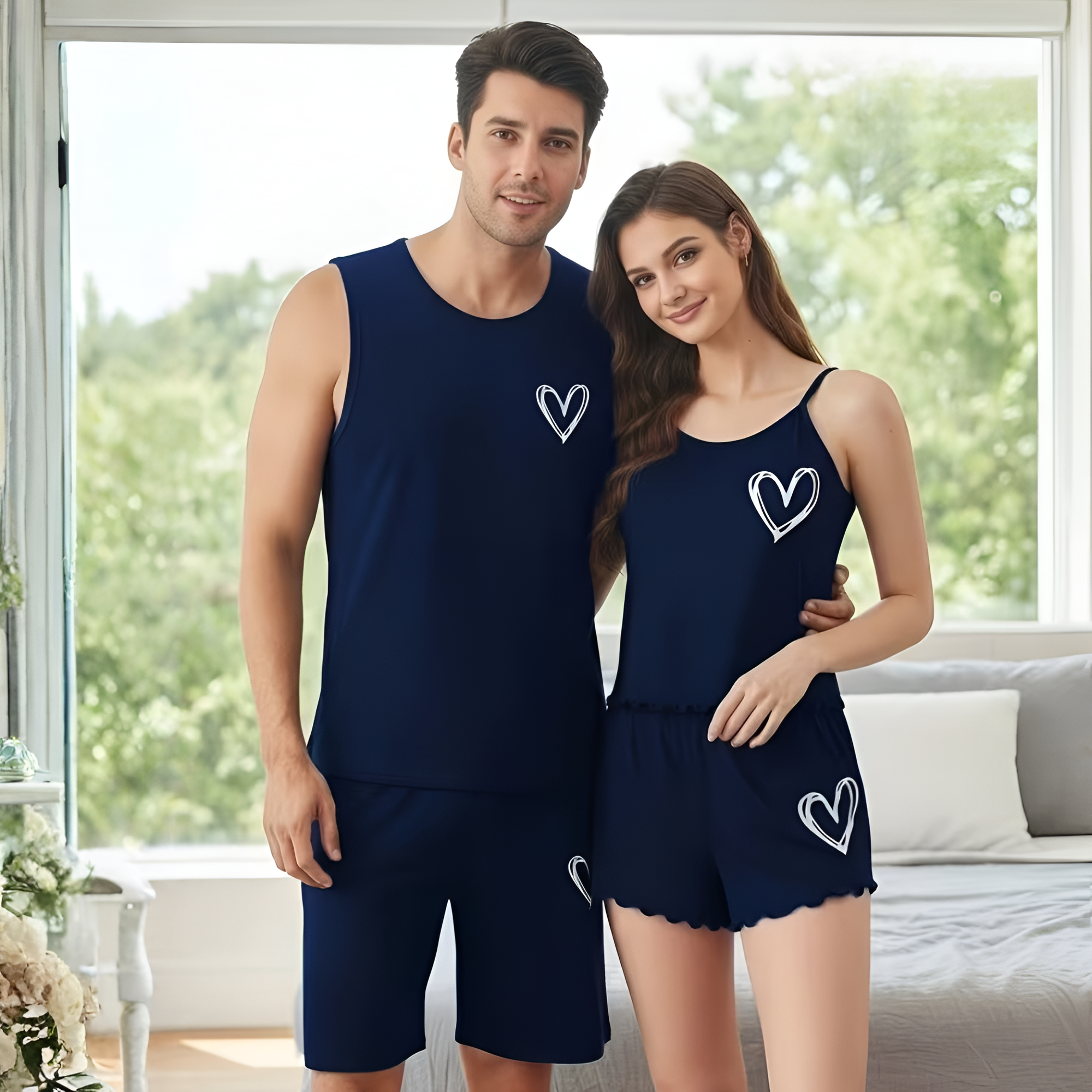 Couple Sleeveless Comfy Top And Shorts Set