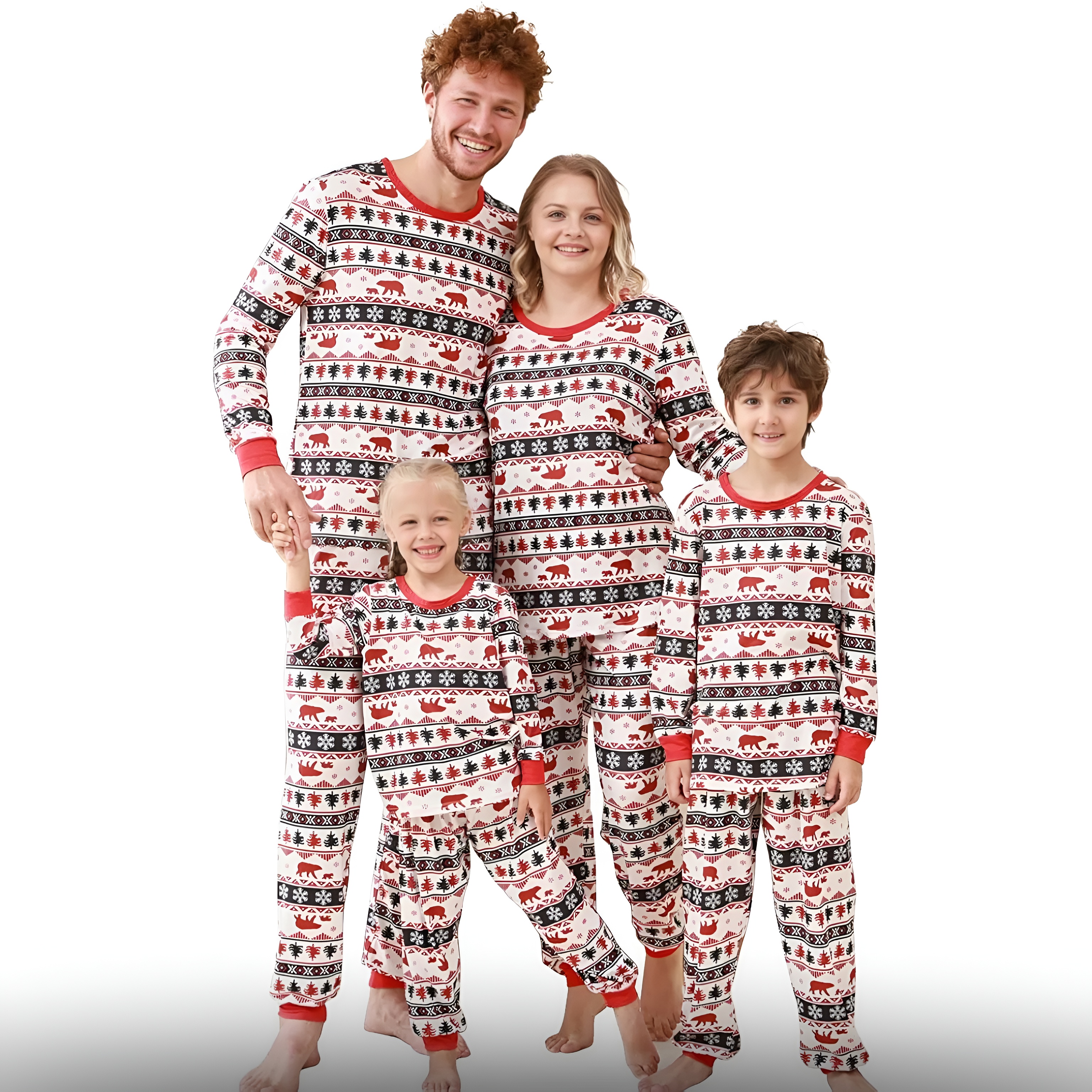 Festive Snowflake and Holiday Print Christmas Pajama Set