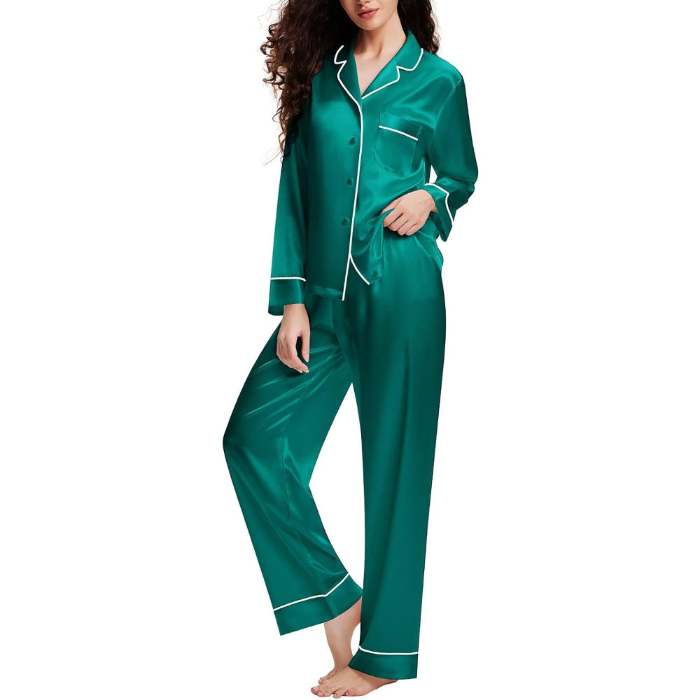 Two Piece Button Down Sleepwear Pajama Sets For Women