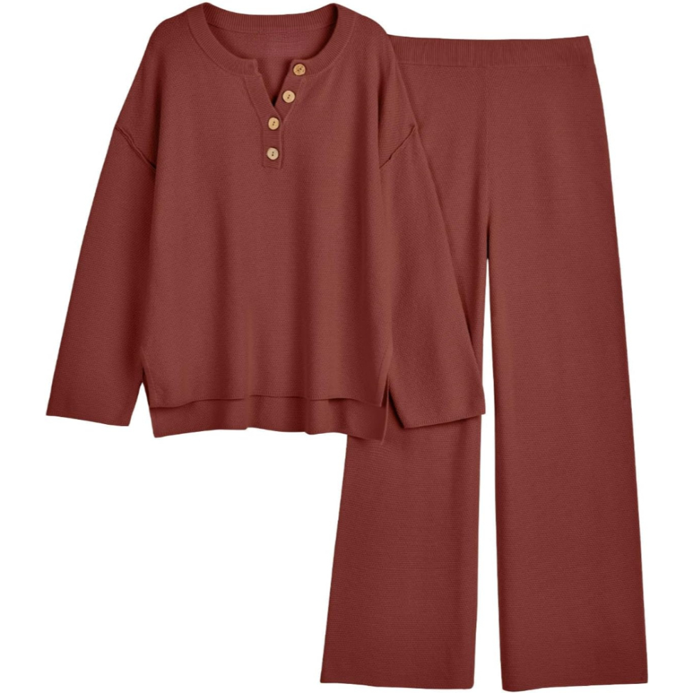 Two Piece Lounge Set With Oversized Matching Knit Design For Women