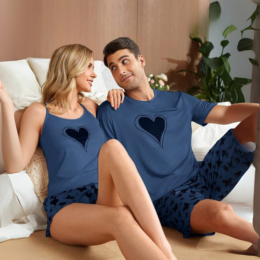 Minimalist Graphic Print Couple Shorts Set