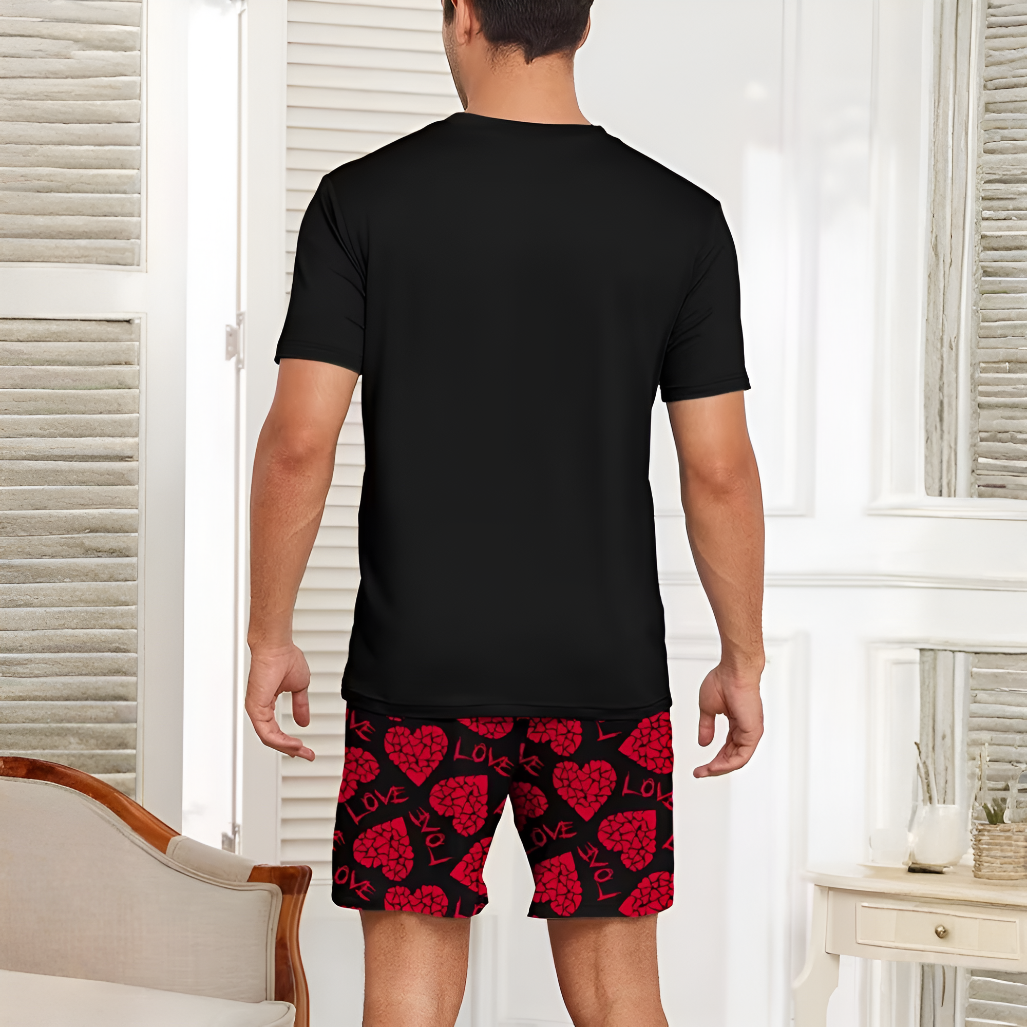 Letter Print Short Sleeve Pajamas For Couple