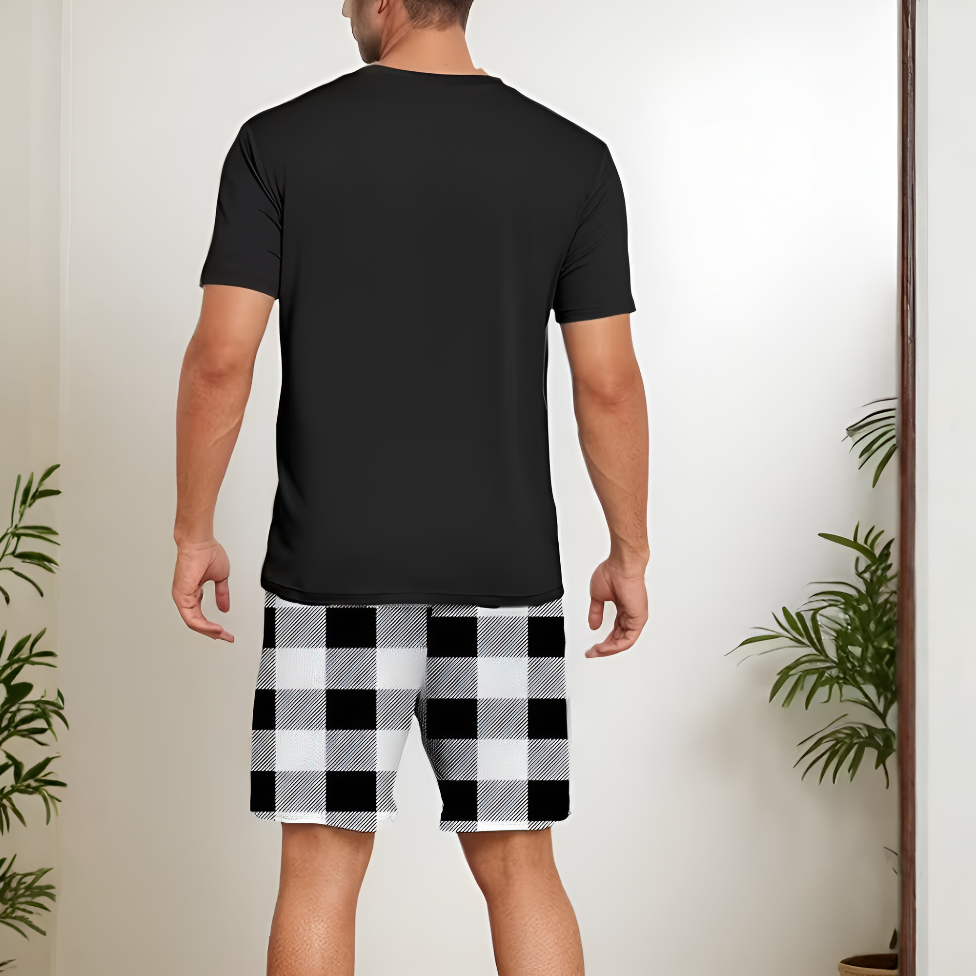 Letter Print Short Pajama Set For Couple