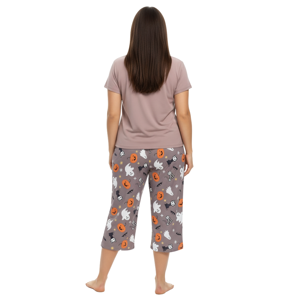 Sleepwear Top And Capri Pajama Pants Set For Women