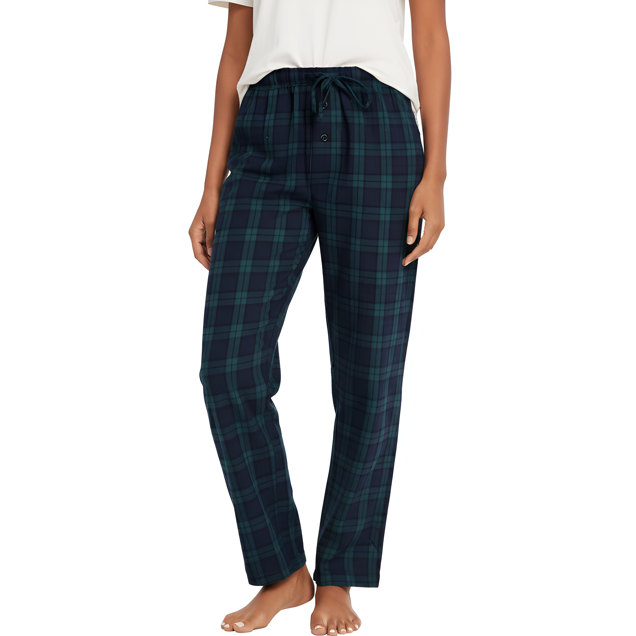 Flannel Plaid Pajama Pants With Drawstring For Women