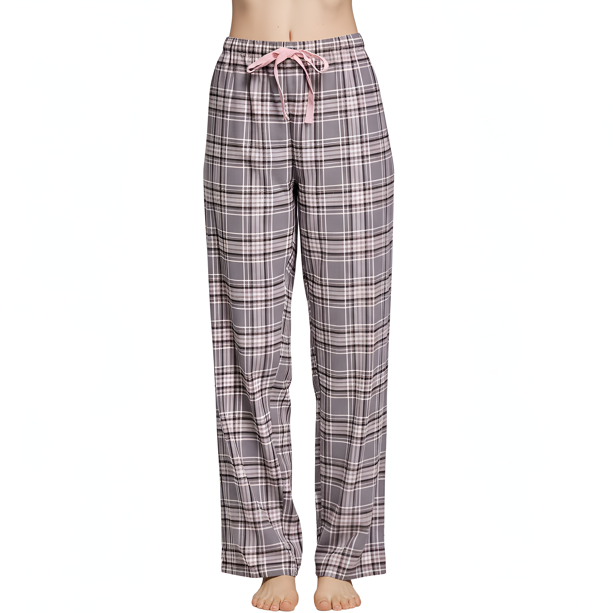 Flannel Plaid Pajama Pants With Drawstring For Women
