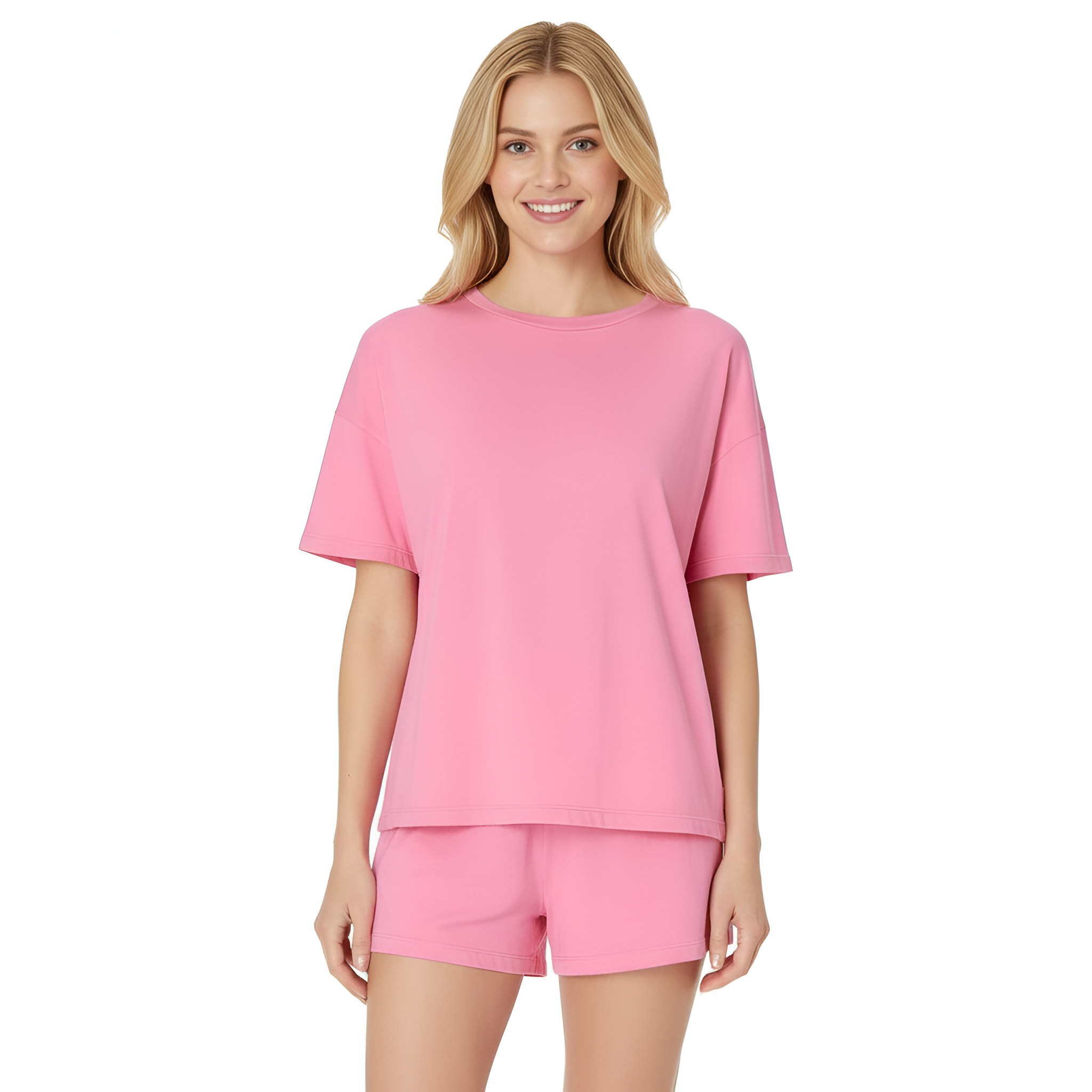 Soft Boxy T Shirt Sleep Shorts Set For Women