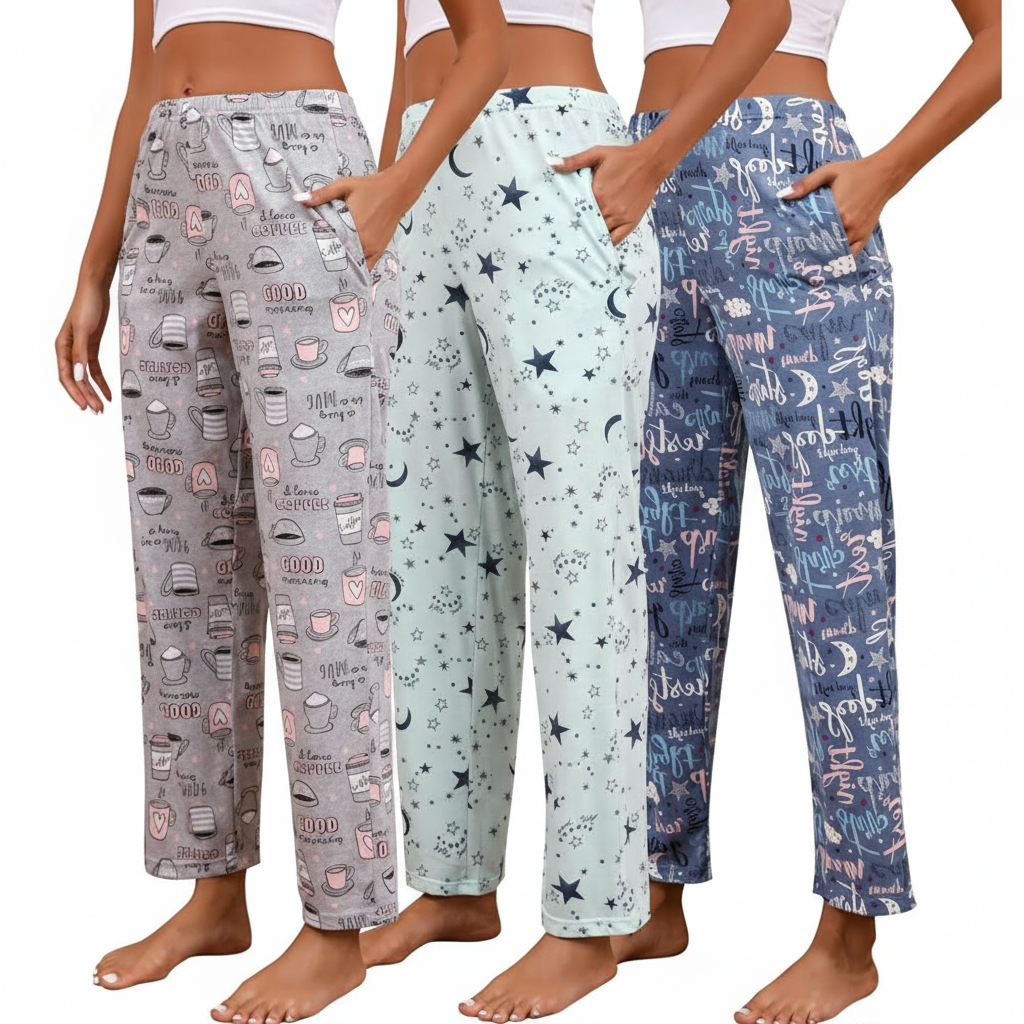 Pack Of Three Printed Pajama Pants