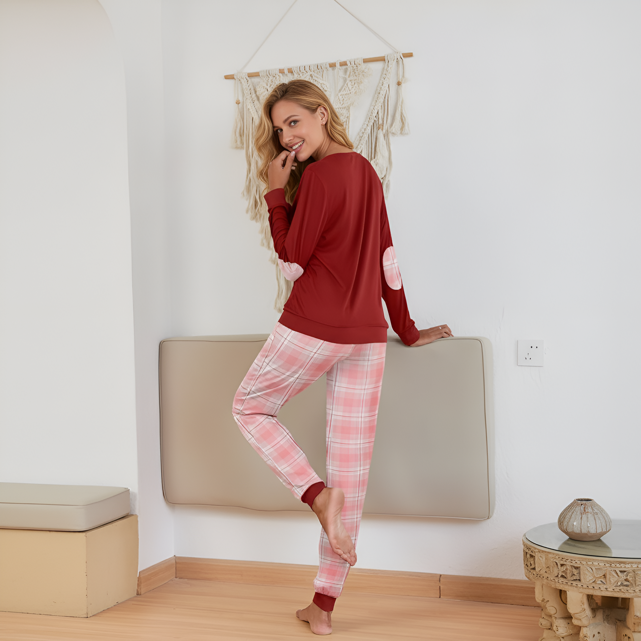 2 Piece Long Sleeve Top And Jogger Pants Lounge Pajama Set