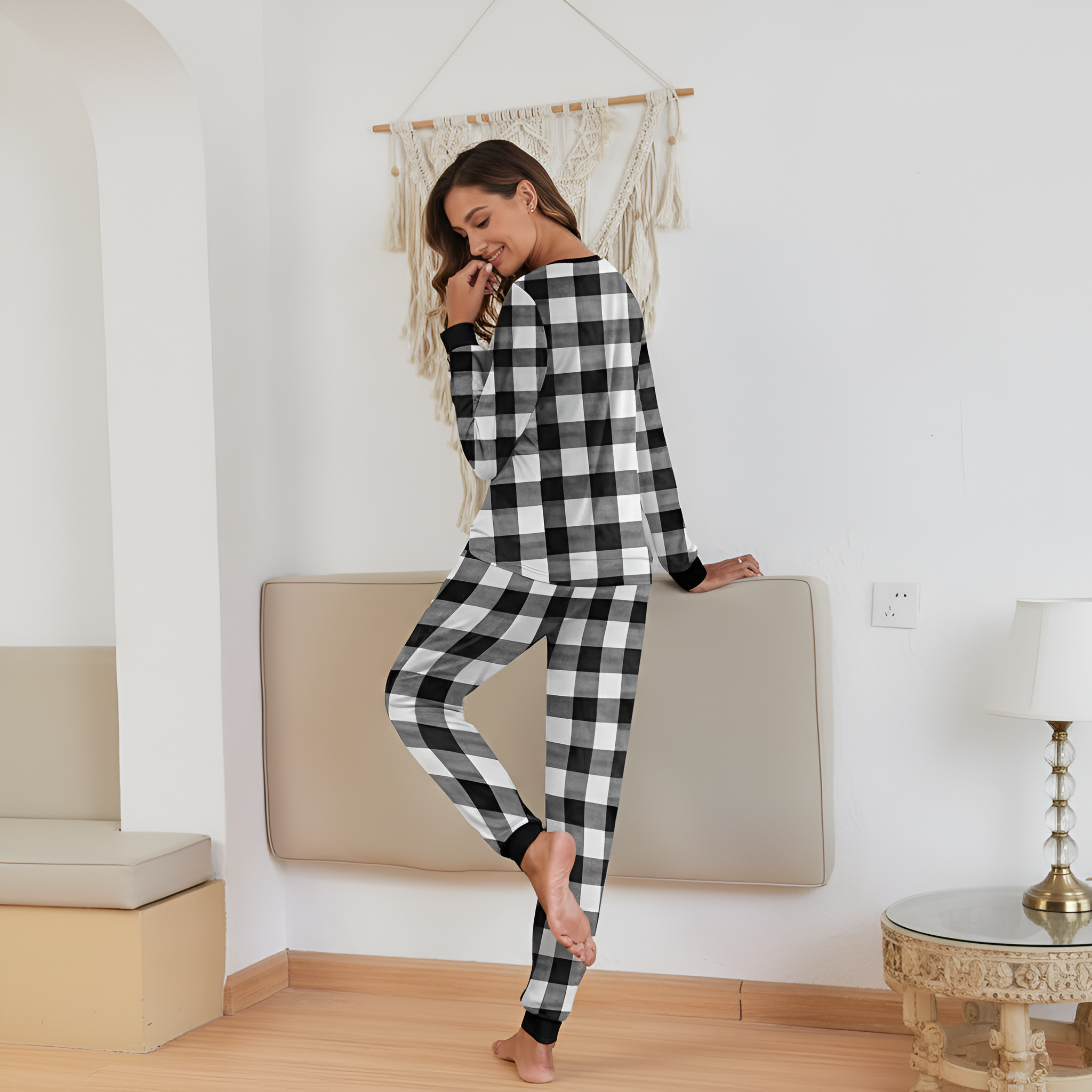 2 Piece Long Sleeve Top And Jogger Pants Lounge Pajama Set