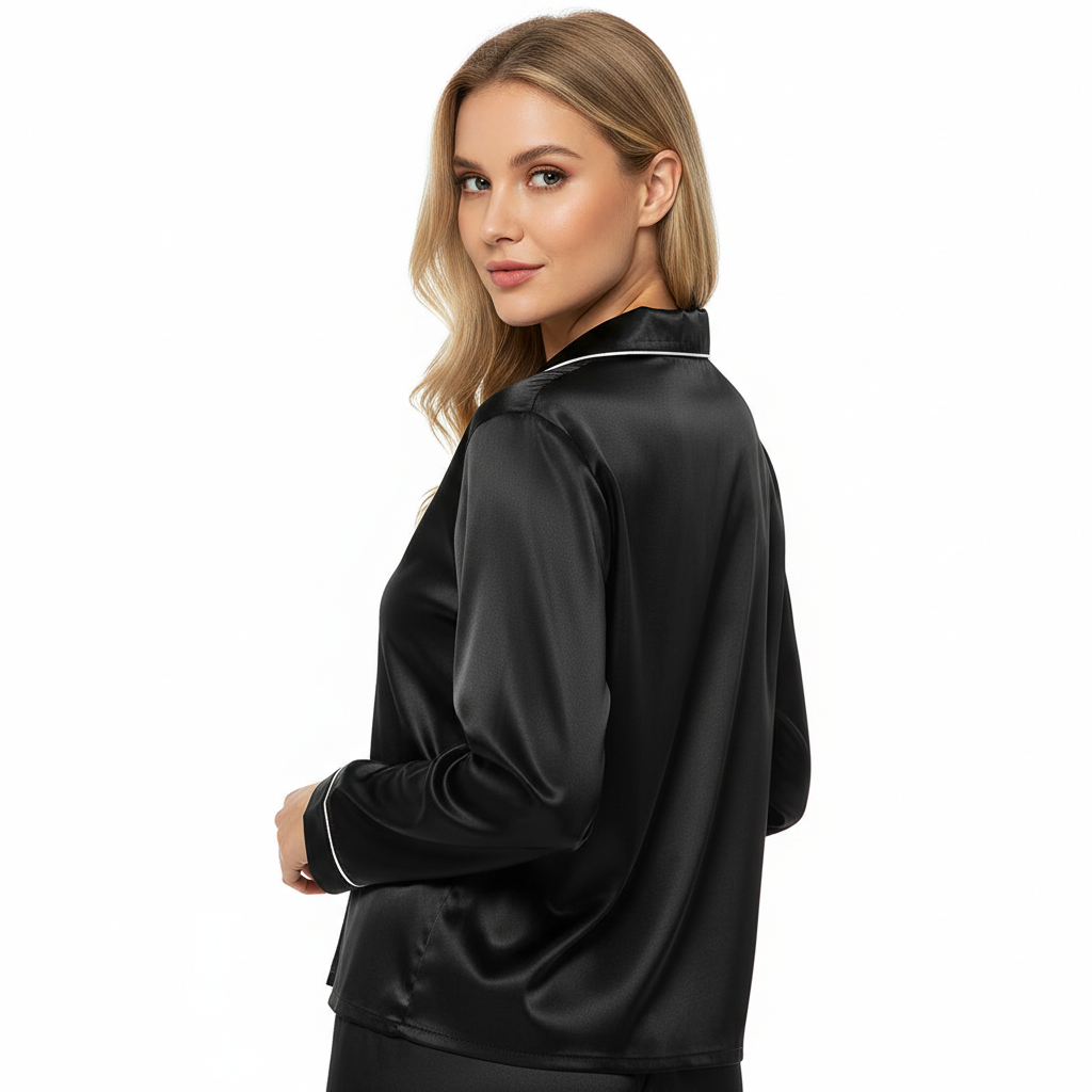 Classic Long Sleeve Pajama Set Button Down For Women