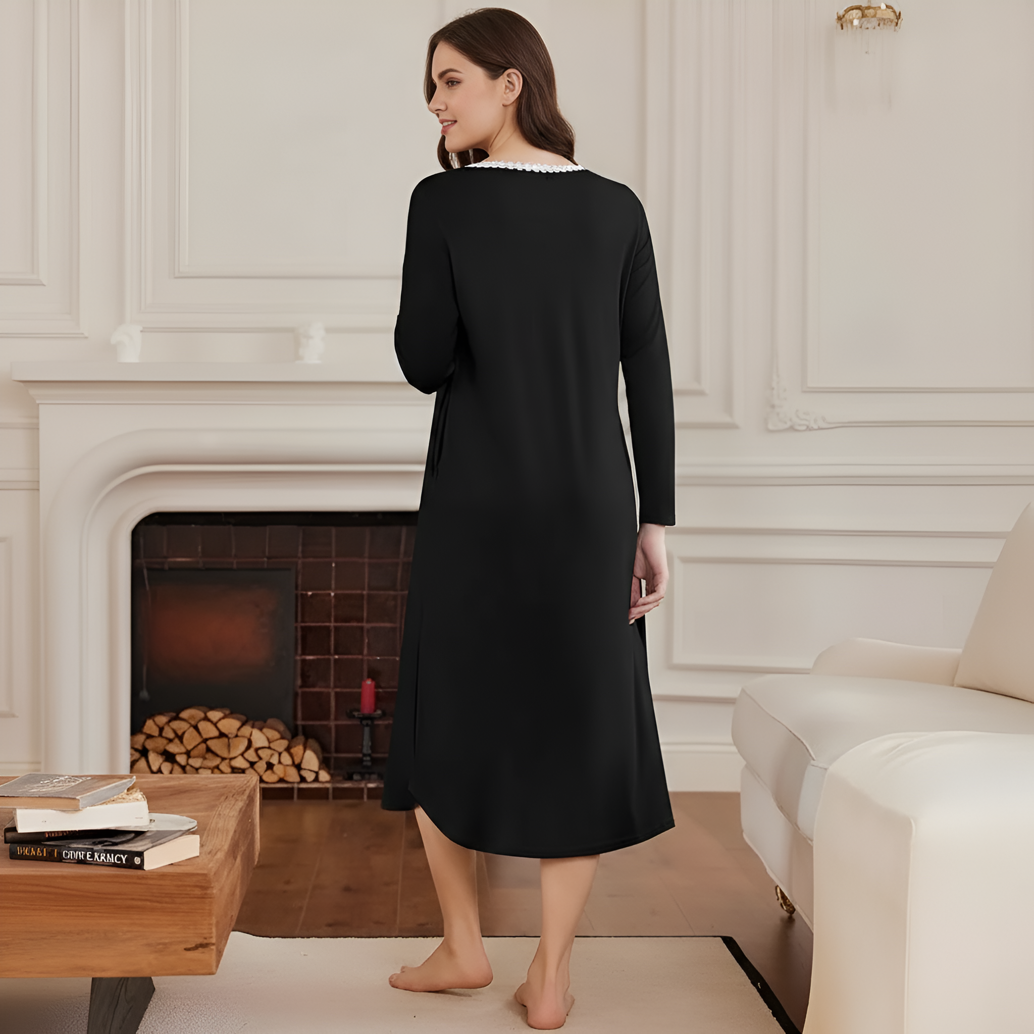 Full Length Nightgown For Women With Pockets