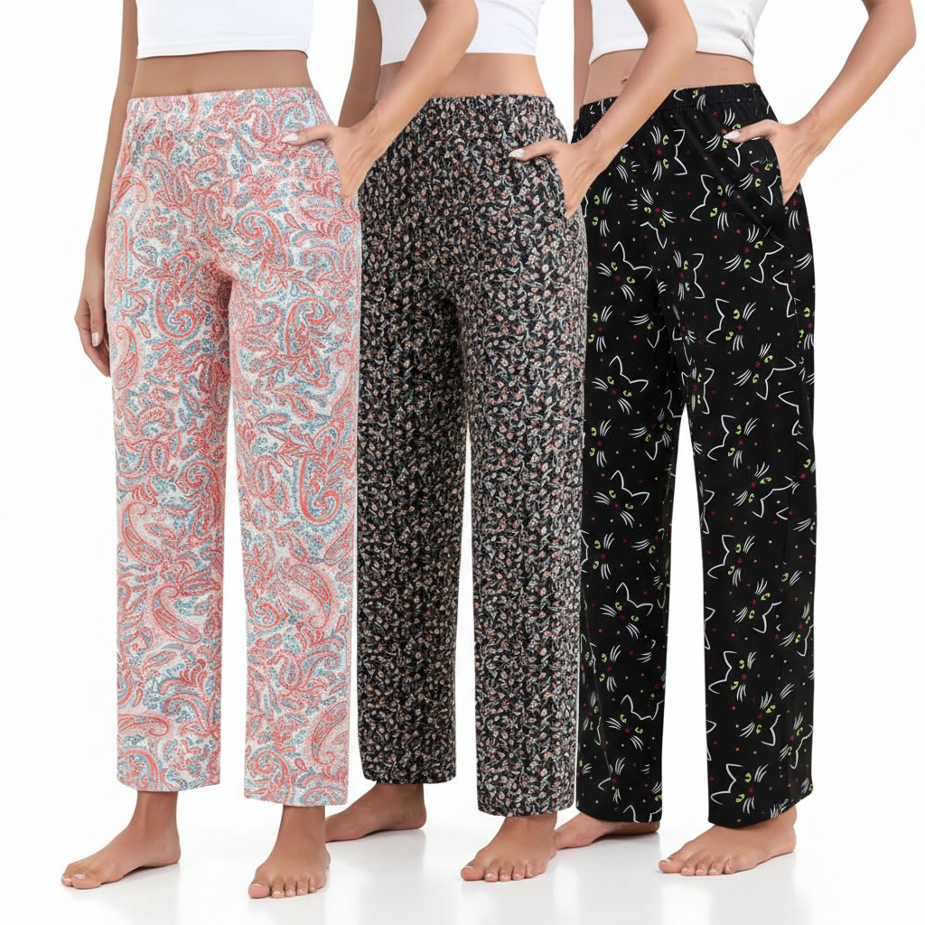 Pack Of Three Printed Pajama Pants
