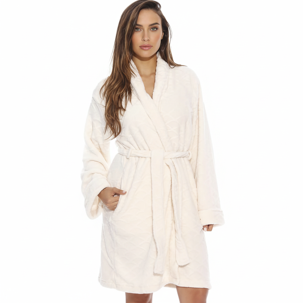 Kimono Design Bath Robe With Adjustable Belt For Women
