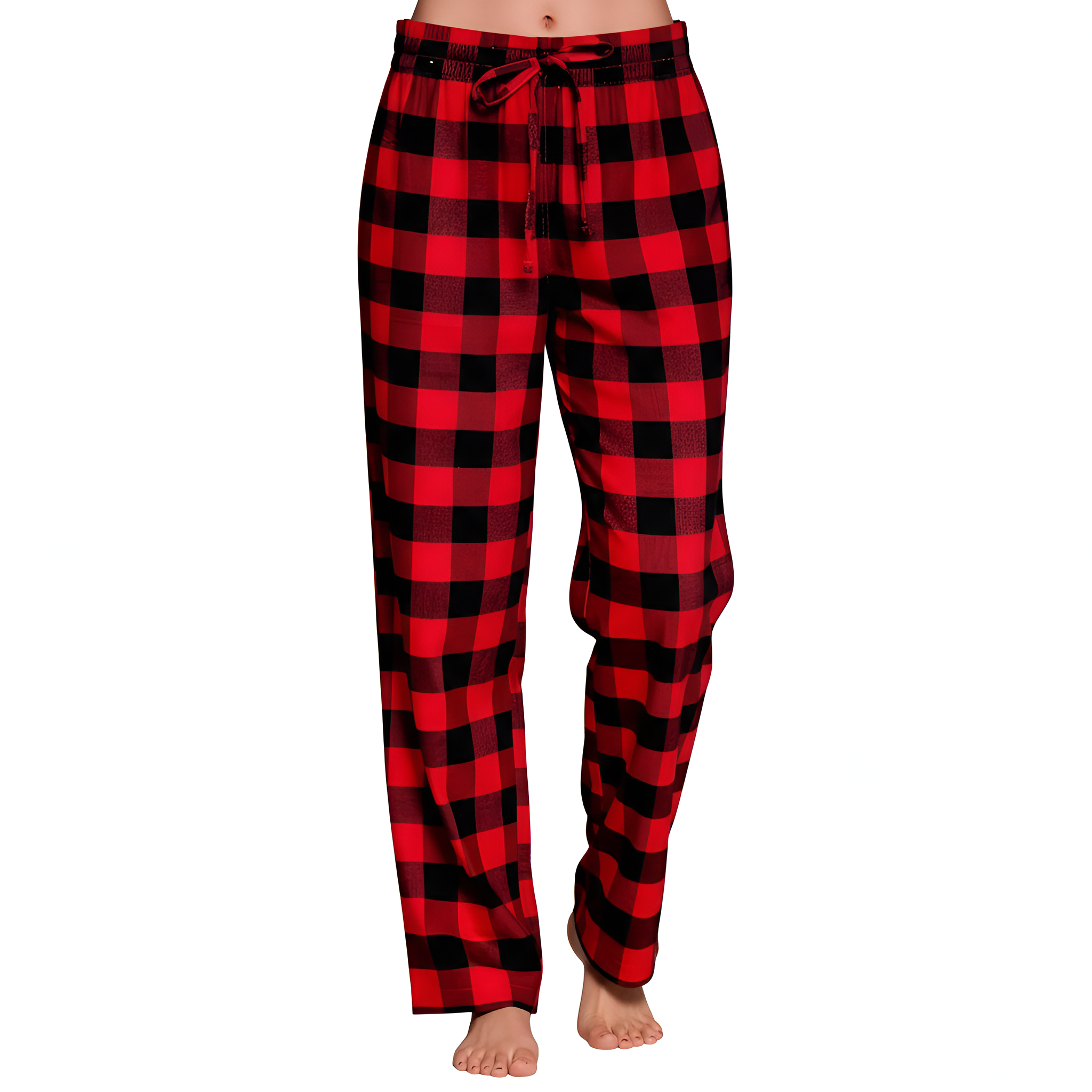 Flannel Plaid Pajama Pants With Drawstring For Women