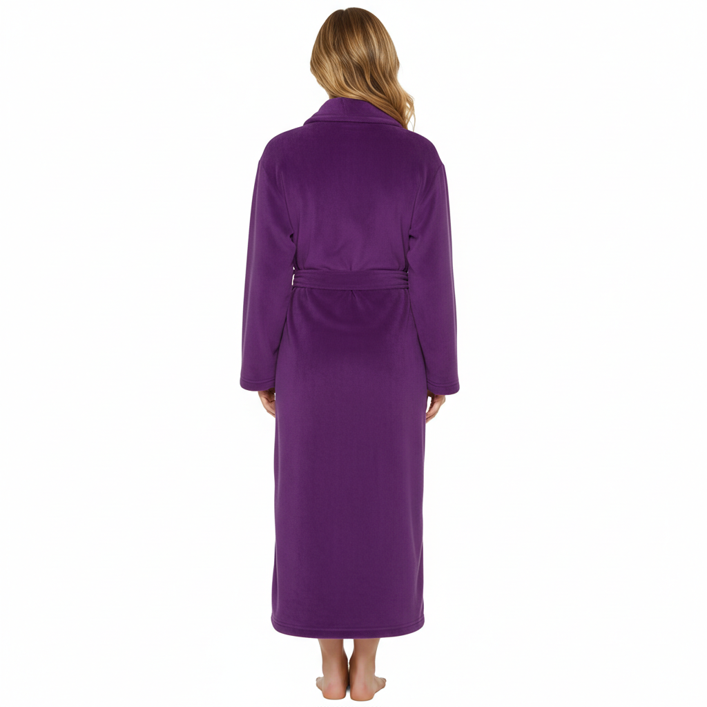 Soft Fleece Shawl Collar Design Long Fluffy Bathrobe