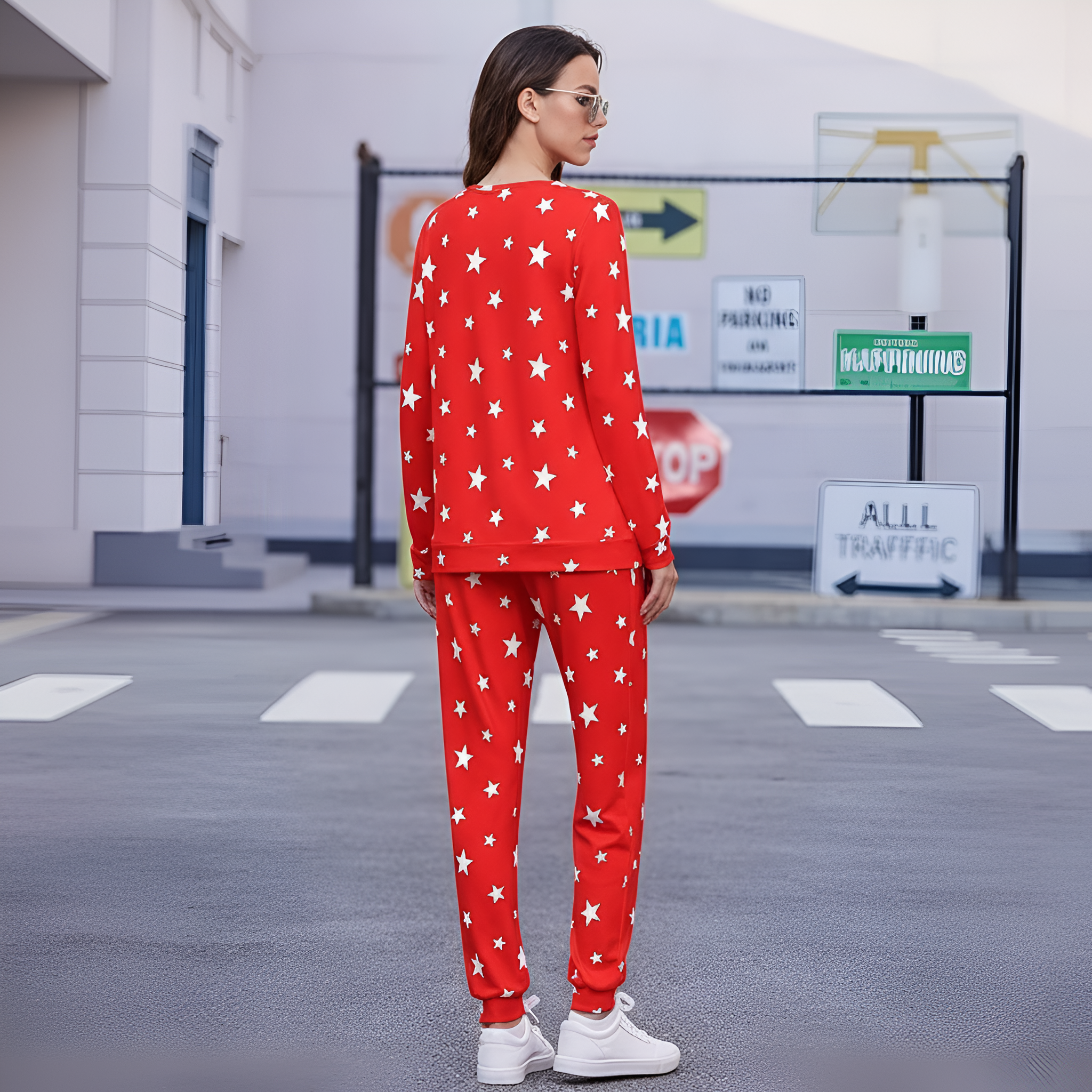 Soft Star Print Pajama Set Lounge For Women
