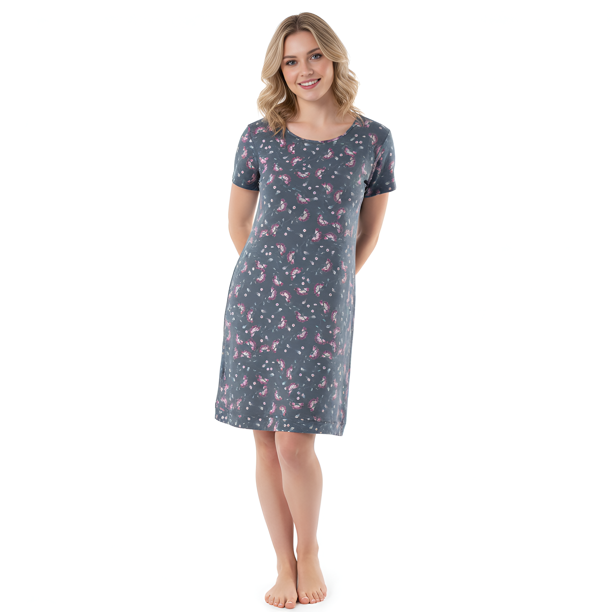 Lightweight Lounge Dress with Short Sleeves For Women