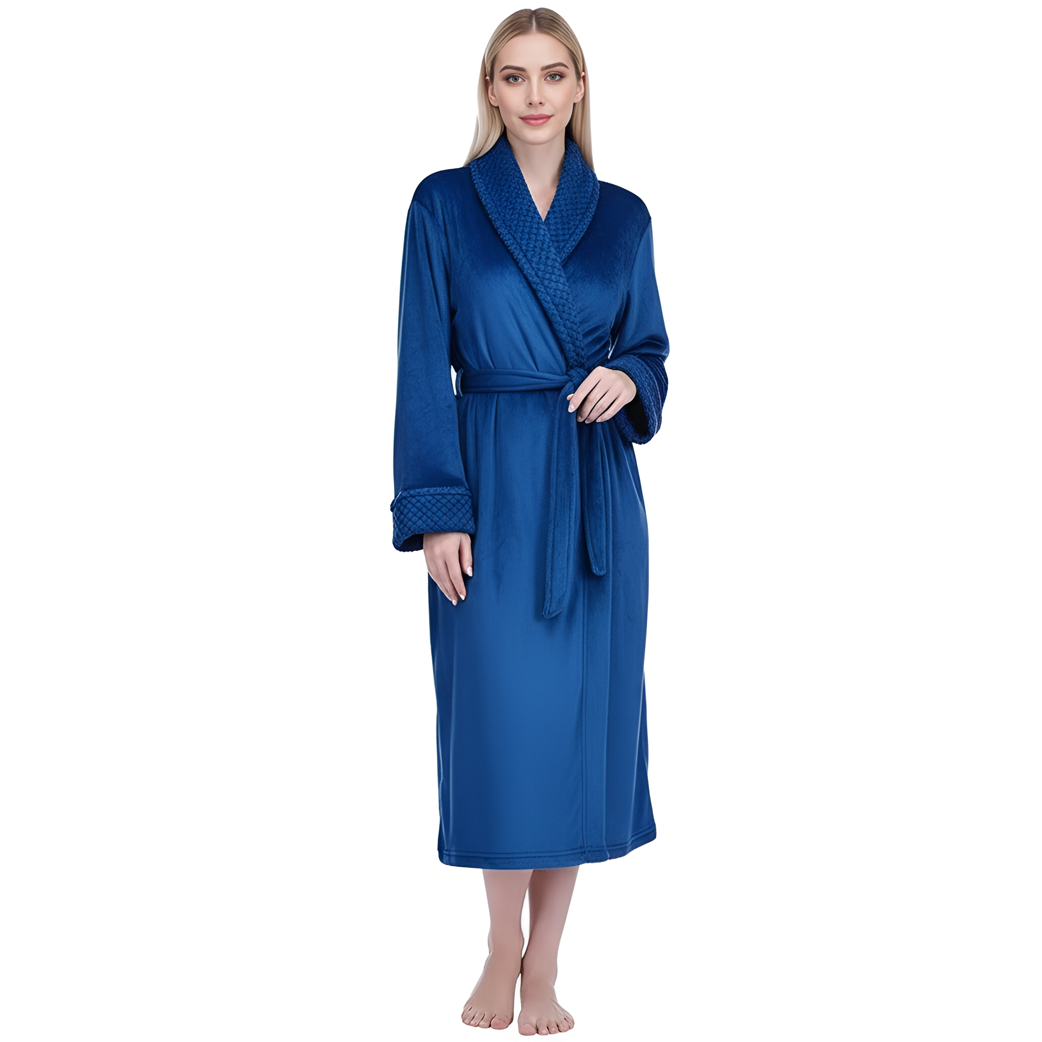 Soft Fleece Long Spa Bathrobe With Pockets