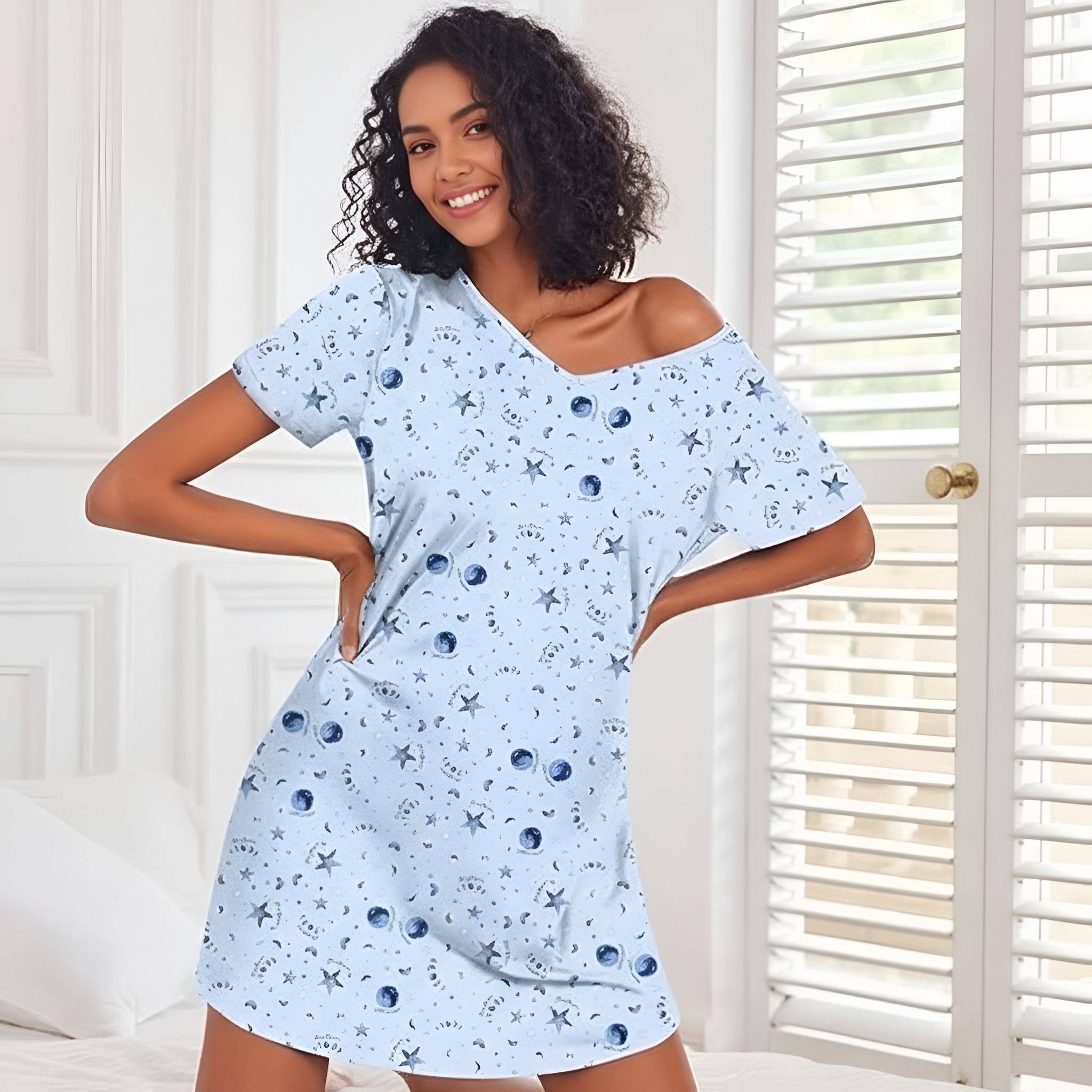 Pack Of 3 Nightgowns Short Sleeve Sleepshirts For Women