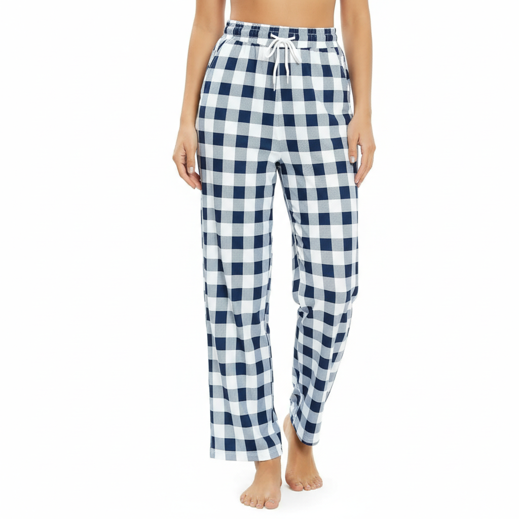 Plaid Pajama Pants For Lounge With Pockets For Women
