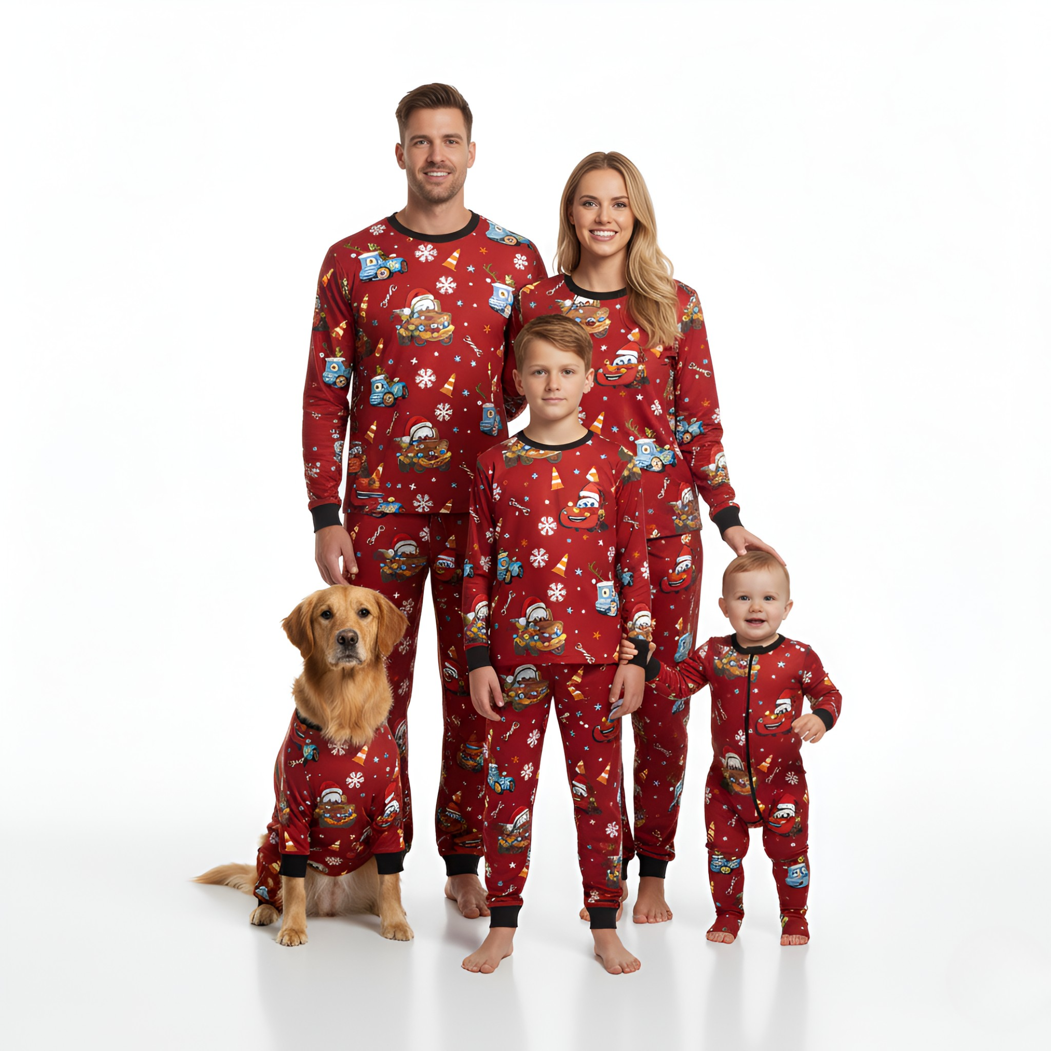Festive Car Print Christmas Family Matching Pajama Set