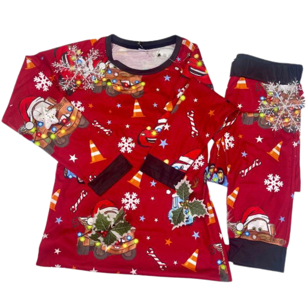 Festive Car Print Christmas Family Matching Pajama SetFestive Car Print Christmas Family Matching Pajama Set - Image 2