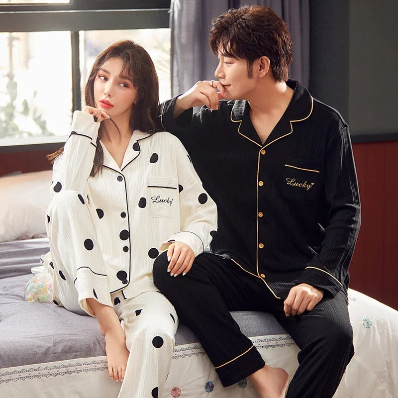Autumn Print Lounge Wear Couple Pajama Set