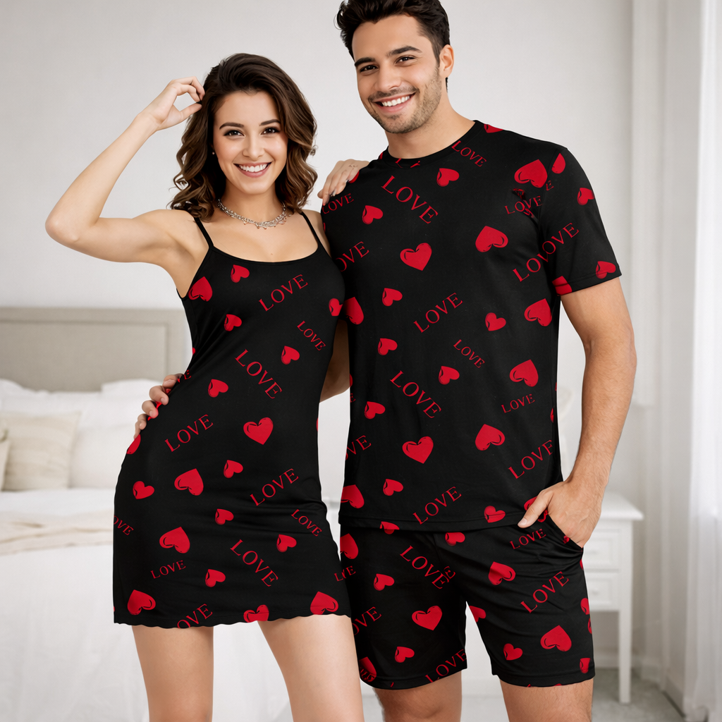 Couple Matching Letter Print Comfort Loungewear Set
