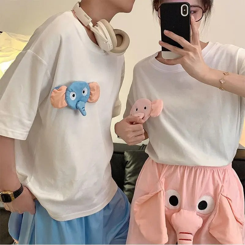 Elephant Cartoon Short Couple Pajama SetValentine's Day Elephant Cartoon Short Couple Pajama Set - View 7