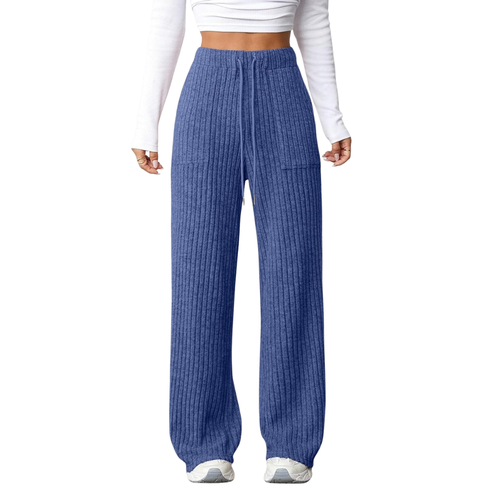 Ribbed Knit Lounge Pants With Pockets
