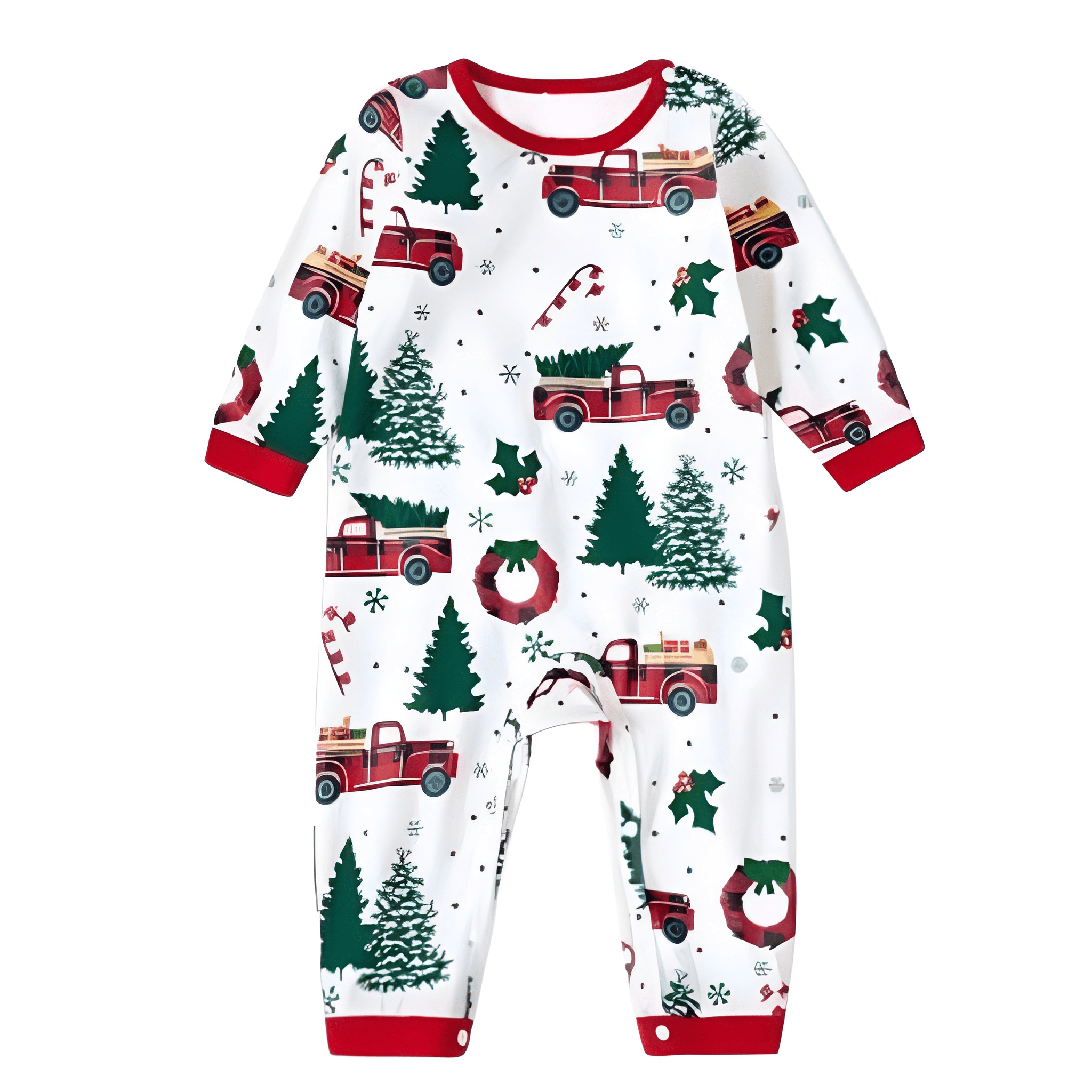Christmas Family Matching Pajama Sets With Car And Tree Print Design