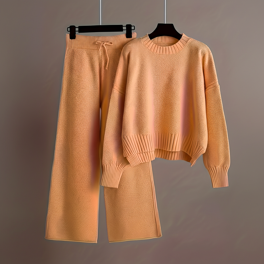 Seed Stitch Knit Sweater Pants Set
